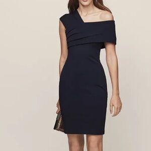 Reiss Midnight Blue One-Shoulder Dress